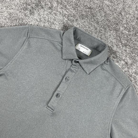 Ministry Polo Shirt Mens Medium Workleisure Workwear Minimalist Gray - Picture 1 of 7